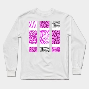 White and Pink Mixed Animal Print Long Sleeve T-Shirt